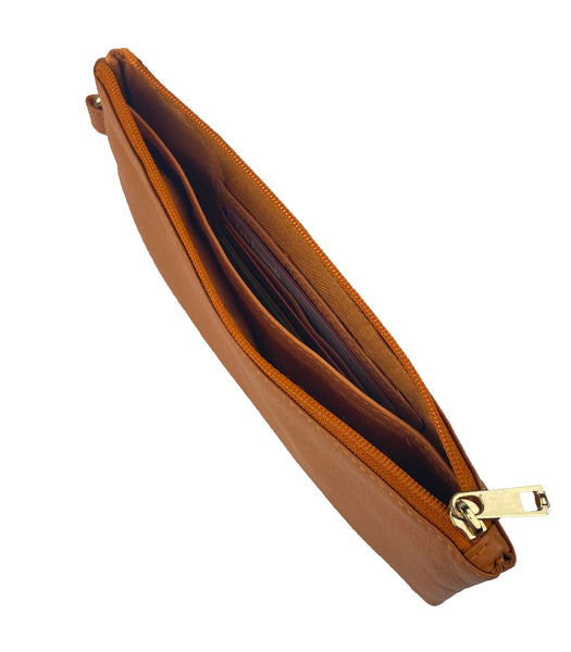 Slim Wristlet Clutch Wallet - Caramel