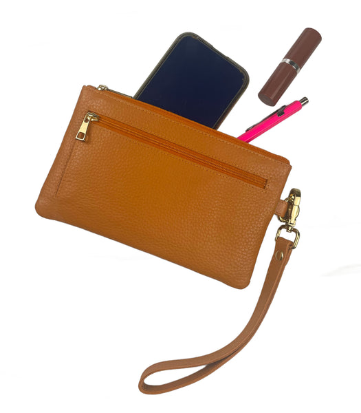 Slim Wristlet Clutch Wallet - Caramel